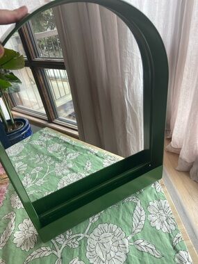 IKEA YPPERLIG HAY Dark Green Arch Mirror with shelf.